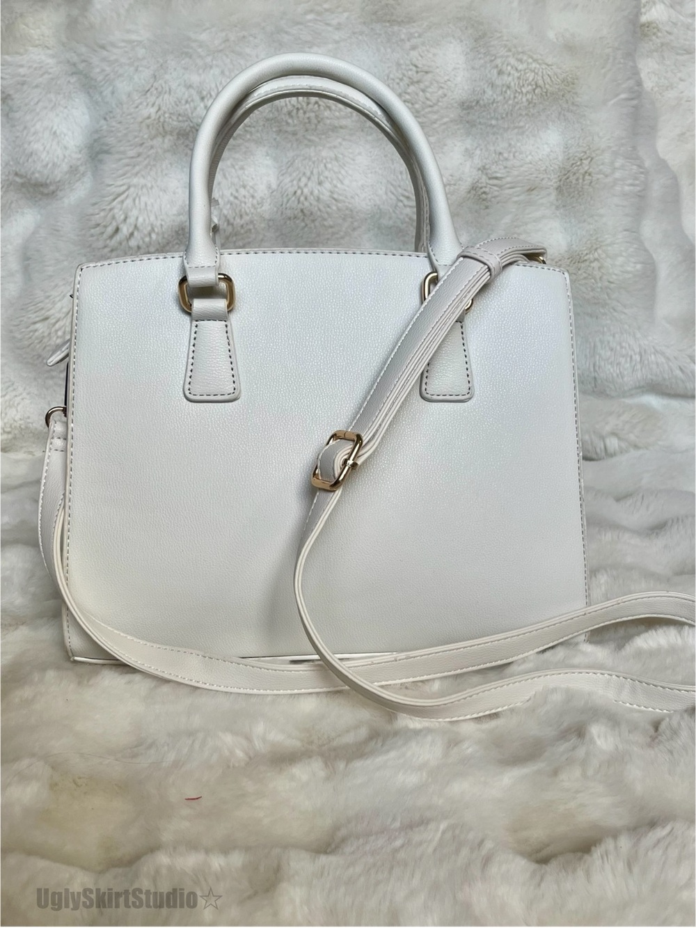 Alyssa White Vegan Leather Satchel NWT Office Siren 90s Corporate Goth Bayonetta - Picture 2 of 6